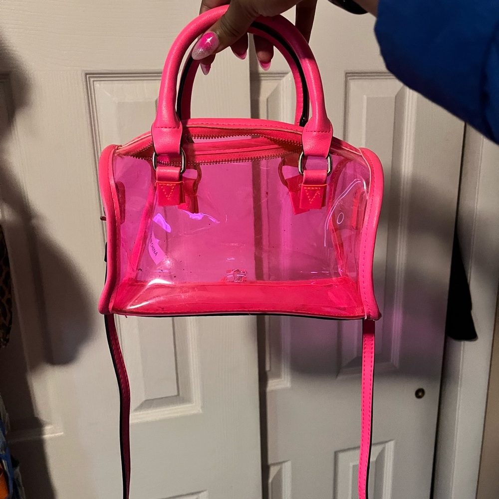 Transparent Pink Bag with Glossy Finish